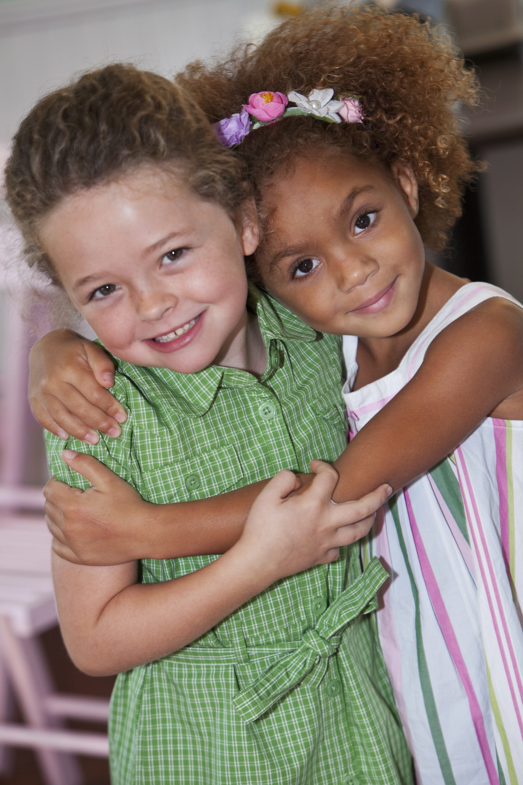 Little girls hugging